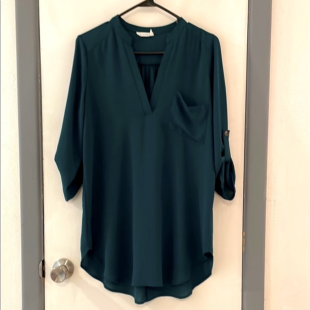 Green High Low Tunic Blouse